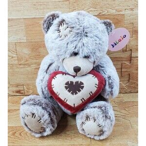 NLeio Teddy Bear Quilt Stitch Heart 9" Plush with Tags